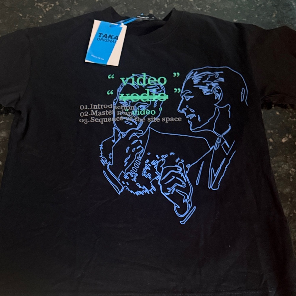 Taka Black Tee with Blue and Green Graphic